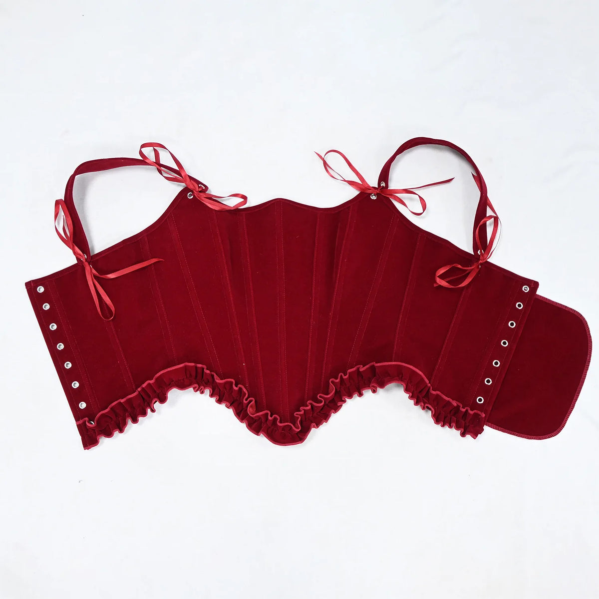 Delphine's Velvet Corset Over Bust Lace Up Boned Bodice 4 Colours