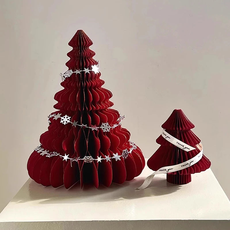 Christmas Paper Honeycomb Decorations Ball Folding Christmas Tree Table 3D Ornaments