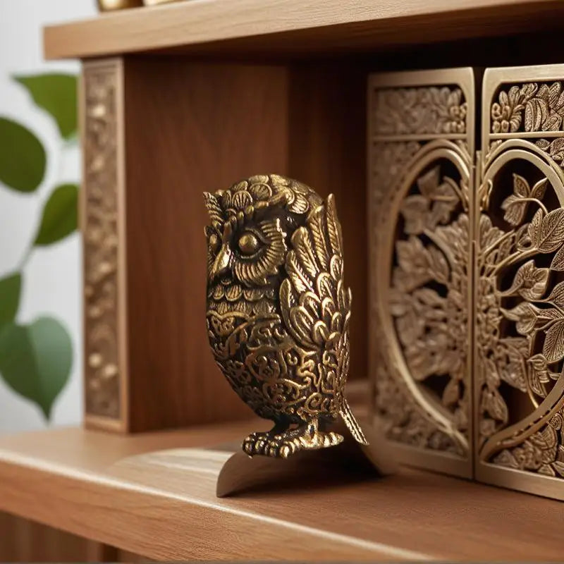 See No Evil, Hear No Evil, Speak No Evil Brass Owl Statues Tea Pets