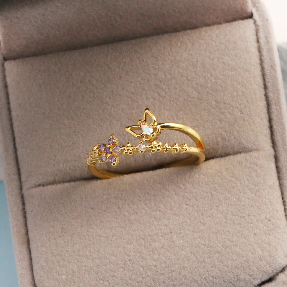 Sweet and Dainty Colourful Zircon Rings Gift Idea