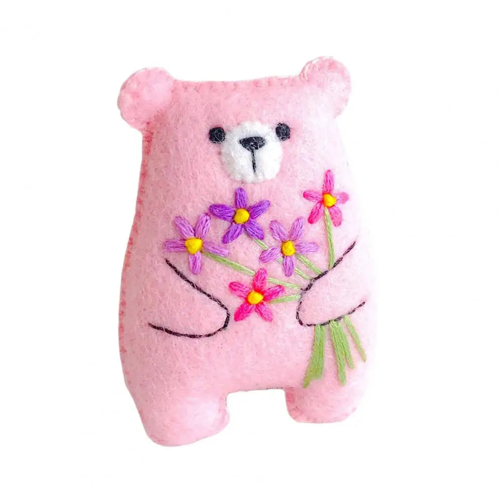 Bouquet Bear Doll Miniature Pocket Hug 5.5*4cm Felt Little Plushie Toy