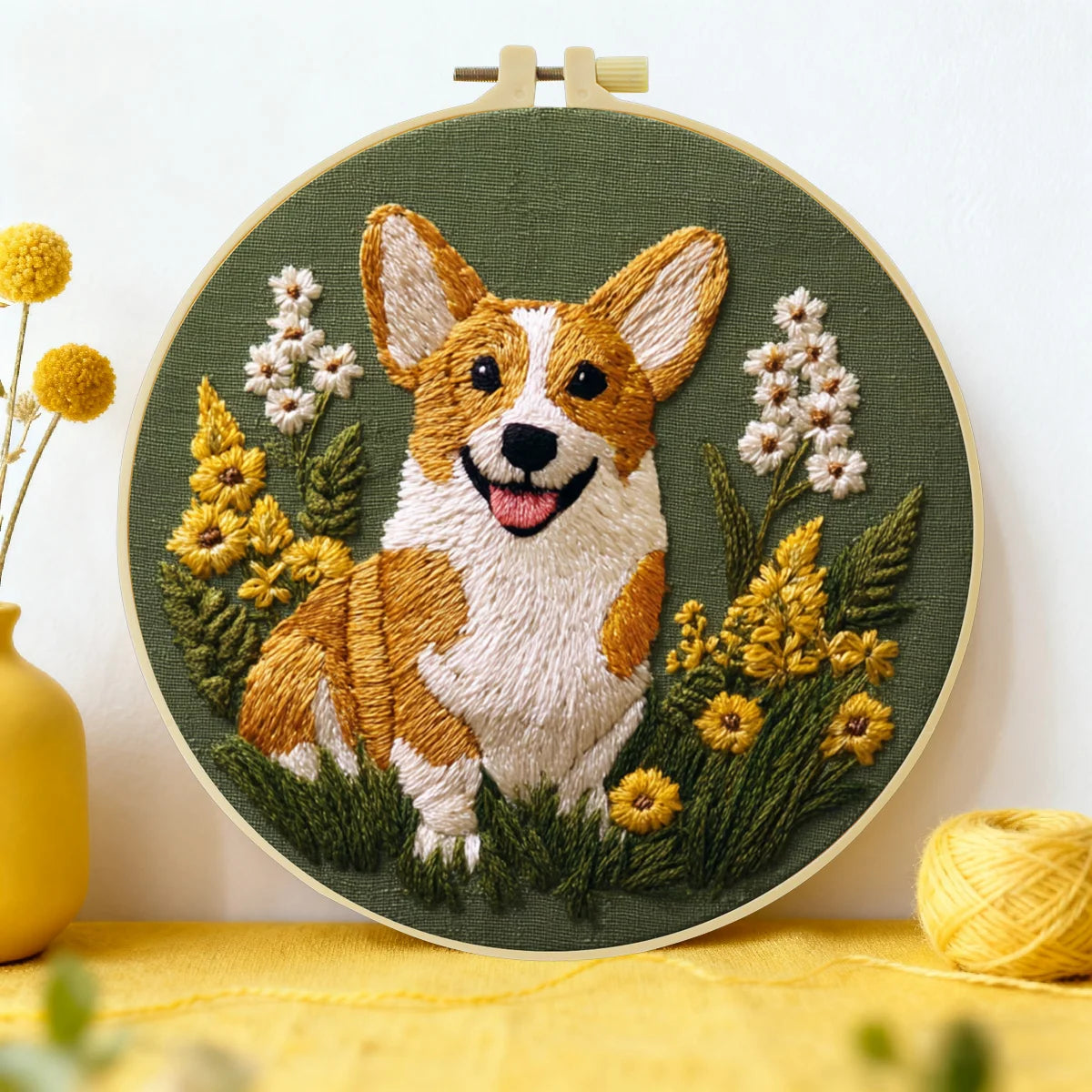 Corgi Dog DIY Embroidery Kit for Beginners