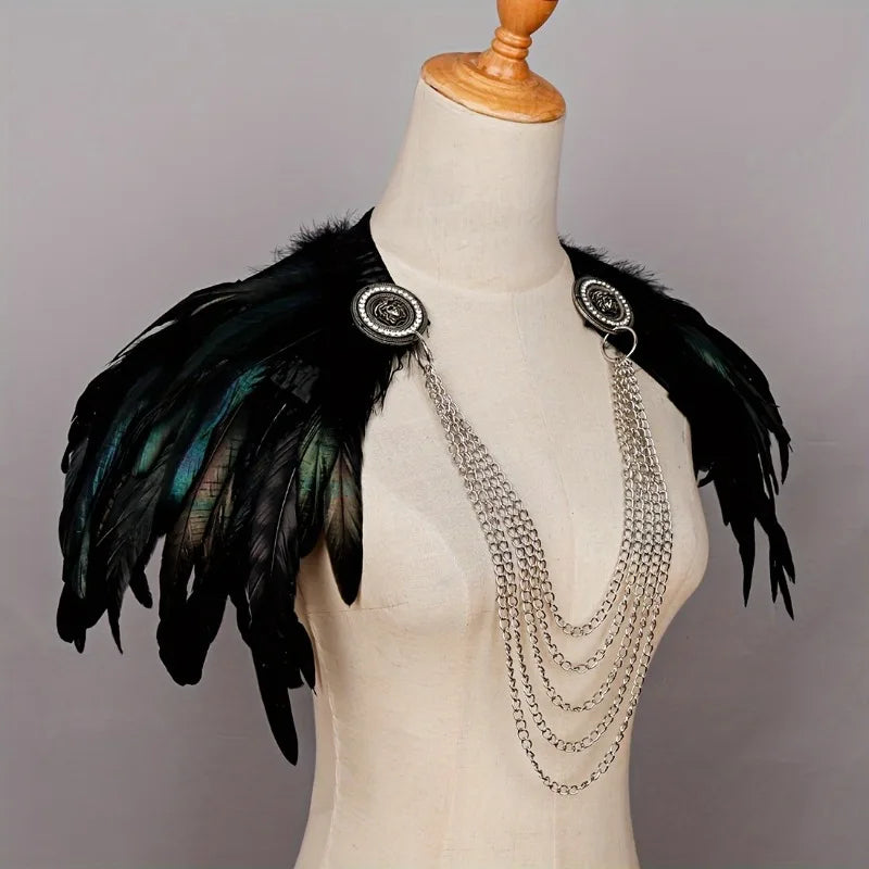Feather Cape Shawl Medieval Costume Accessories Cosplay Masquerade & Halloween Party