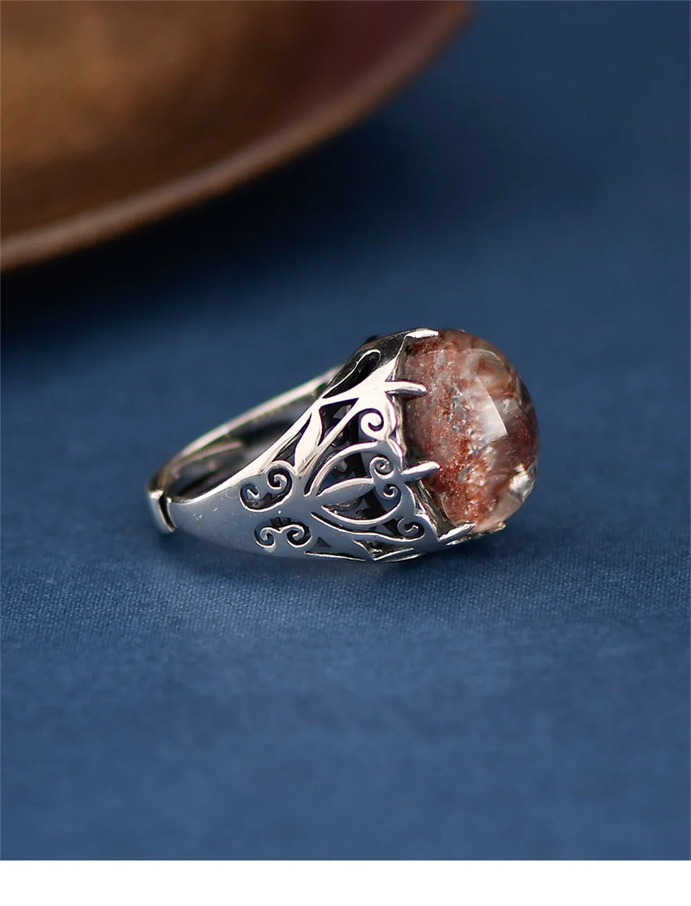 The Seeker of The Lost S925 Sterling Silver Ring Natural Ghost Crystal
