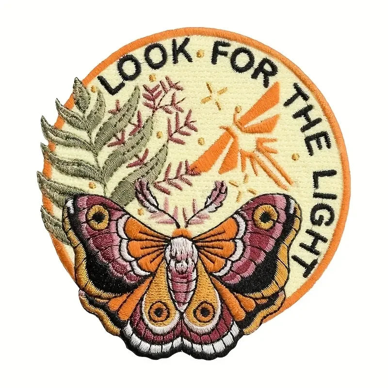 Look For Light Moth Embroidered Iron On Patch DIY Craft