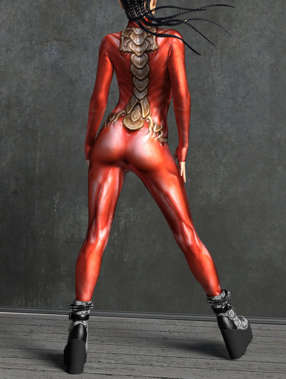 Women Red Alien Jumpsuit Printed Bodysuits Halloween Party Cosplay Costume