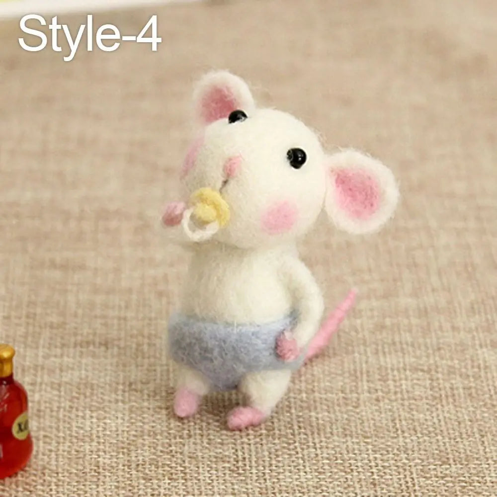 Wool Felting Activity Set Mouse Toy Doll Wool Poked Needle DIY Kit Package