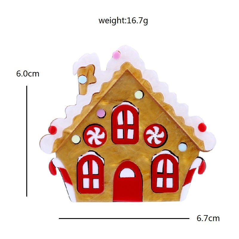 Ginger Bread House Christmas Acrylic Brooch