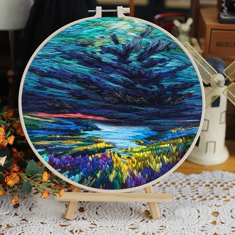 DIY Floral Landscapes Beginner Embroidery Set With Hoop DIY Craft Kits