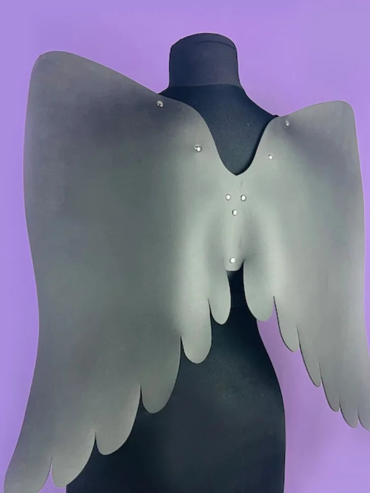 Black Angel Rivet Wings Leather Harness Festival Wear