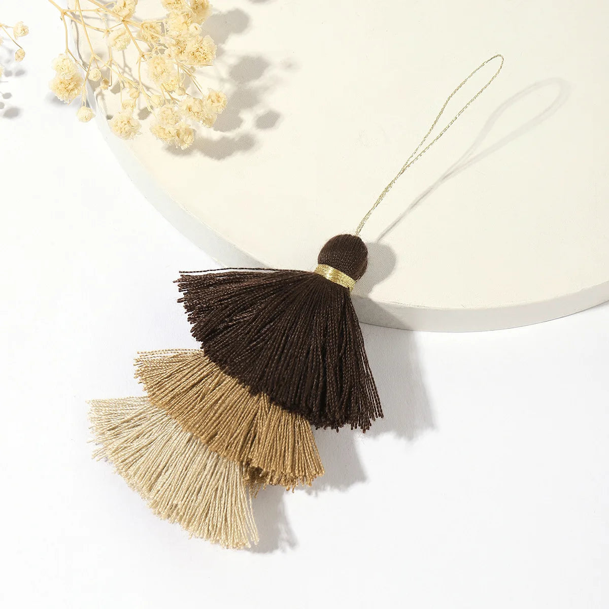 1/2pcs Cotton Tassels for Crafts Tri-Layered Tassels with Hanging Loop for Crafts Jewelry Making Bookmark Clothing Accessories
