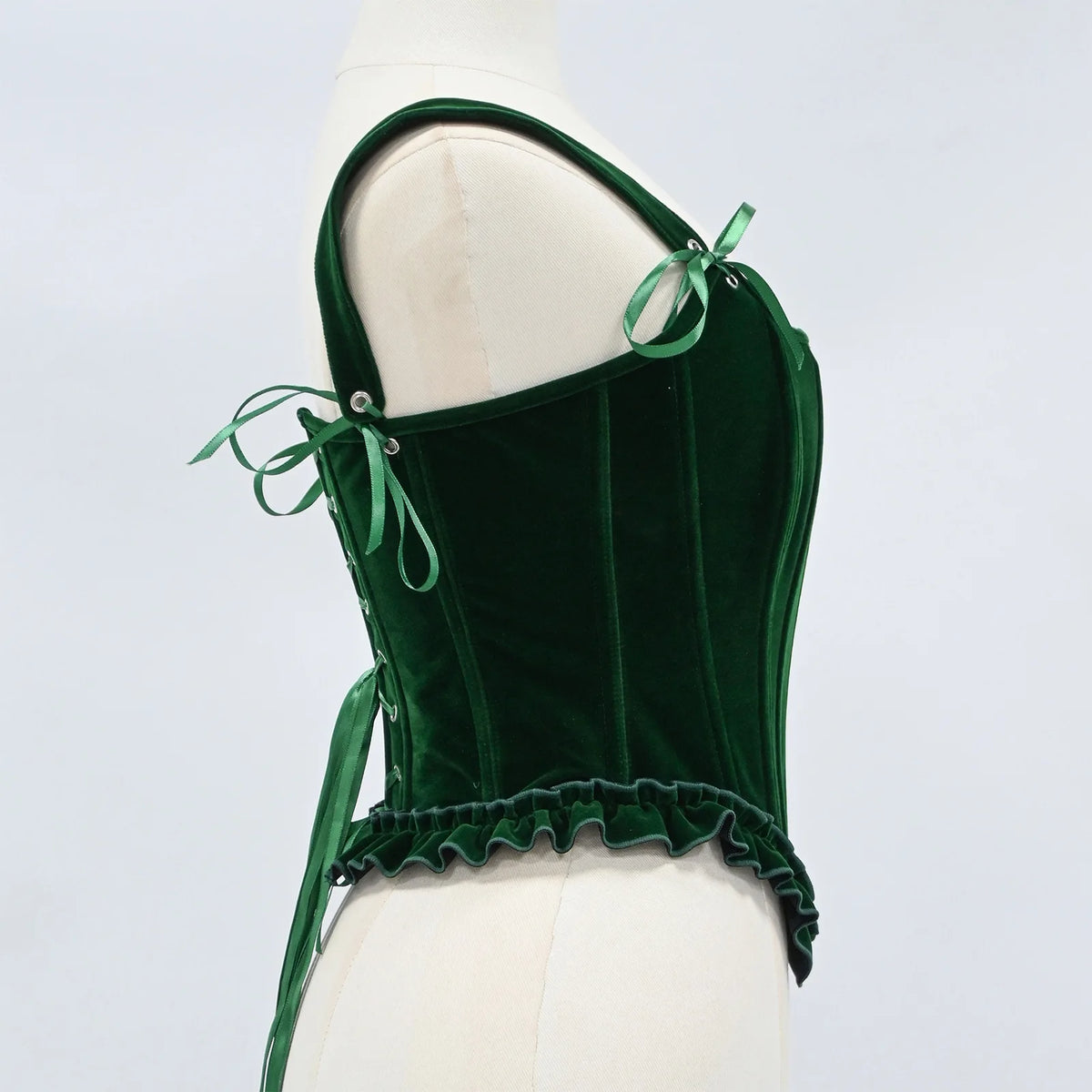 Delphine's Velvet Corset Over Bust Lace Up Boned Bodice 4 Colours