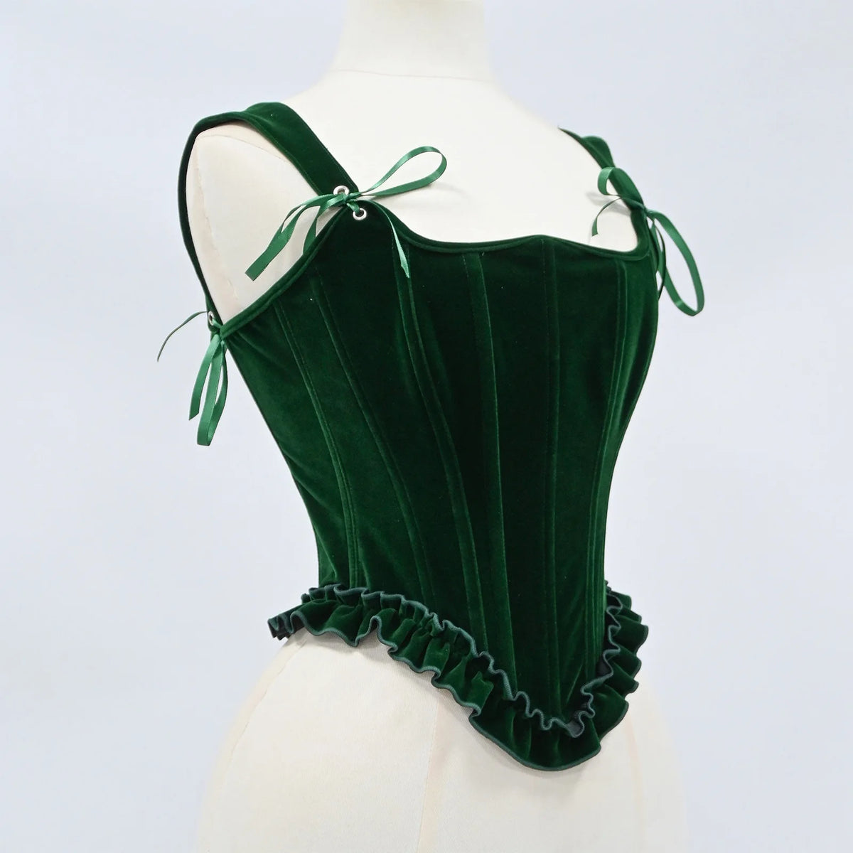 Delphine's Velvet Corset Over Bust Lace Up Boned Bodice 4 Colours