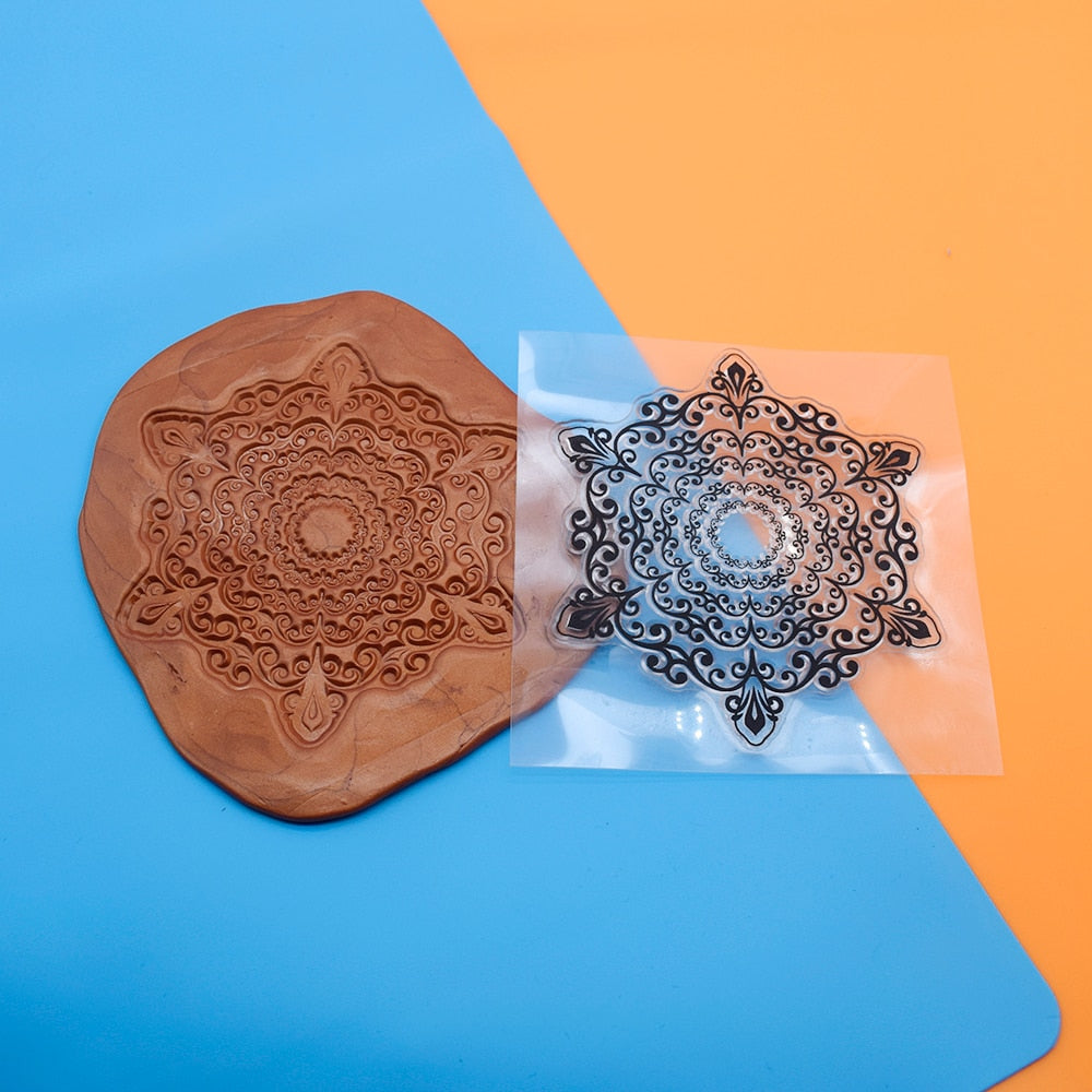 9cm Mandala Pottery Polymer Clay Texture Sheets Embossing Stamp