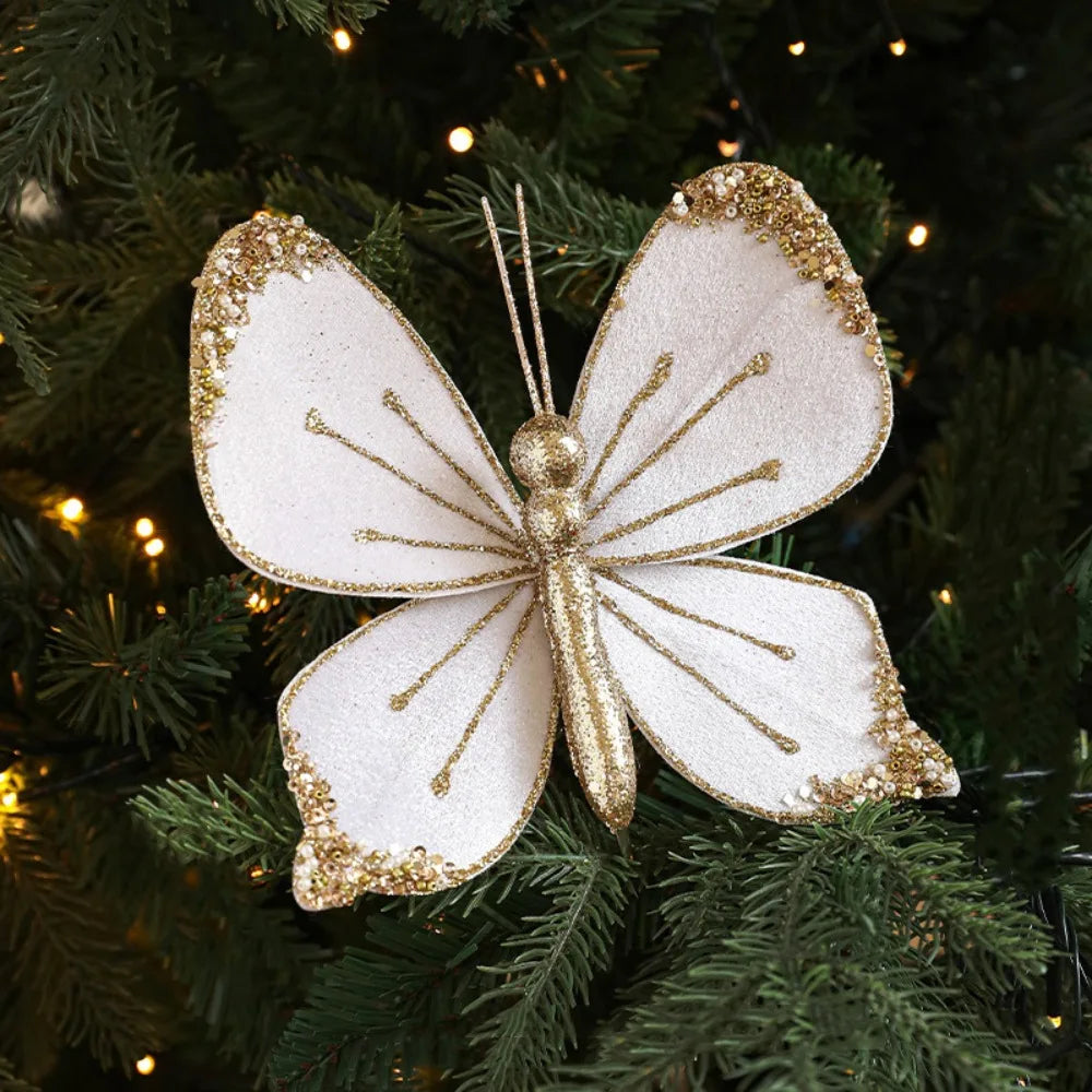 Sparkling Christmas Butterfly Pendant Glitter with Clip Xmas Tree Decoration