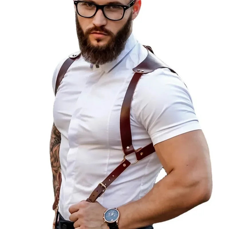Men's Leather Bracers Harness Suspender Belts