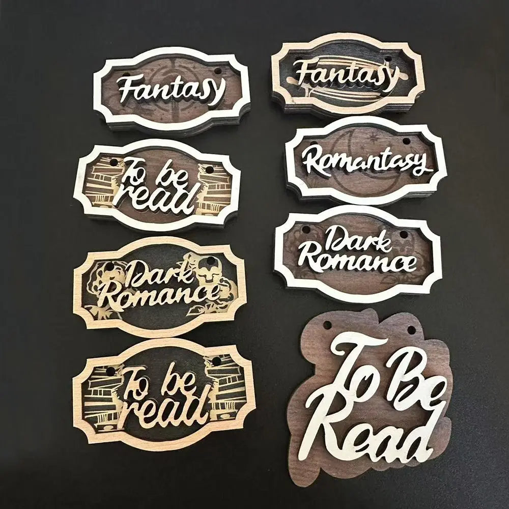 Wooden Bookshelf Signs Library Decor