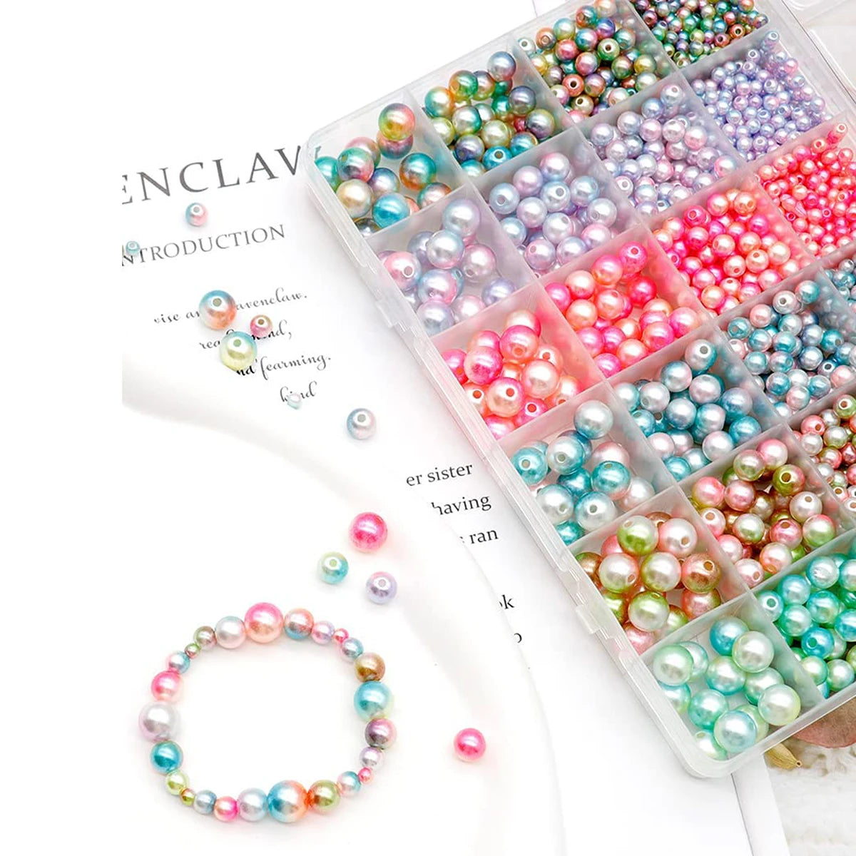 1890pcs Acrylic Mermaid Beads Kit for Jewellery Making DIY Bracelets