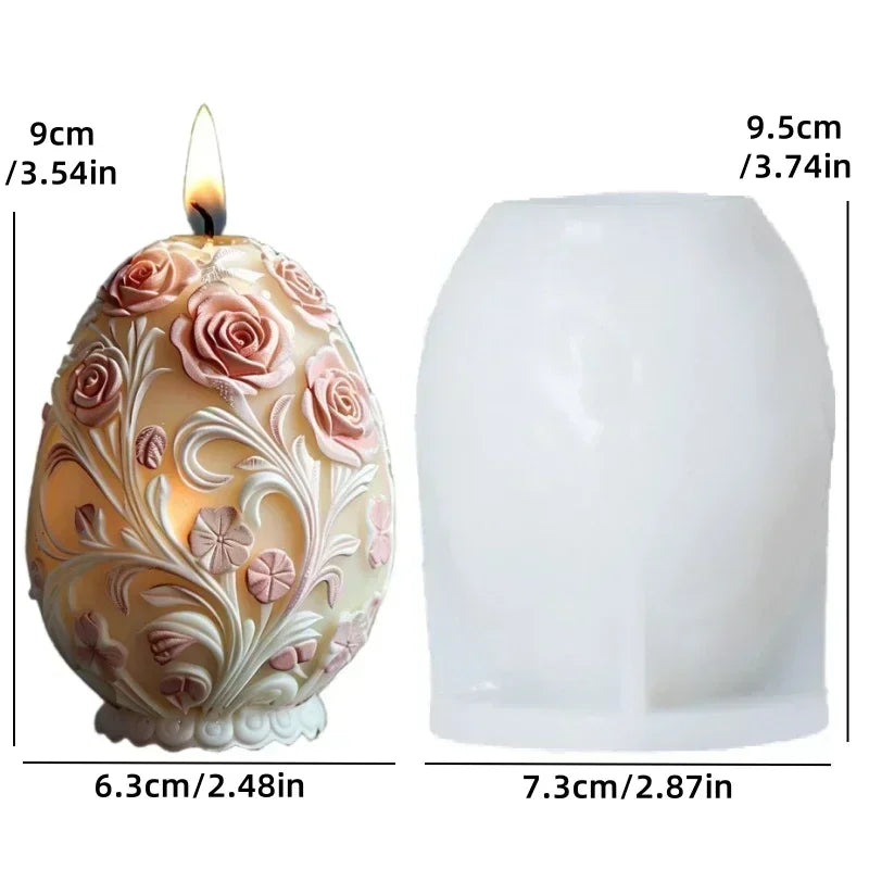3D Easter Rabbit Relief Egg Silicone Mould Resin Candle Soap Plaster DIY Crafts