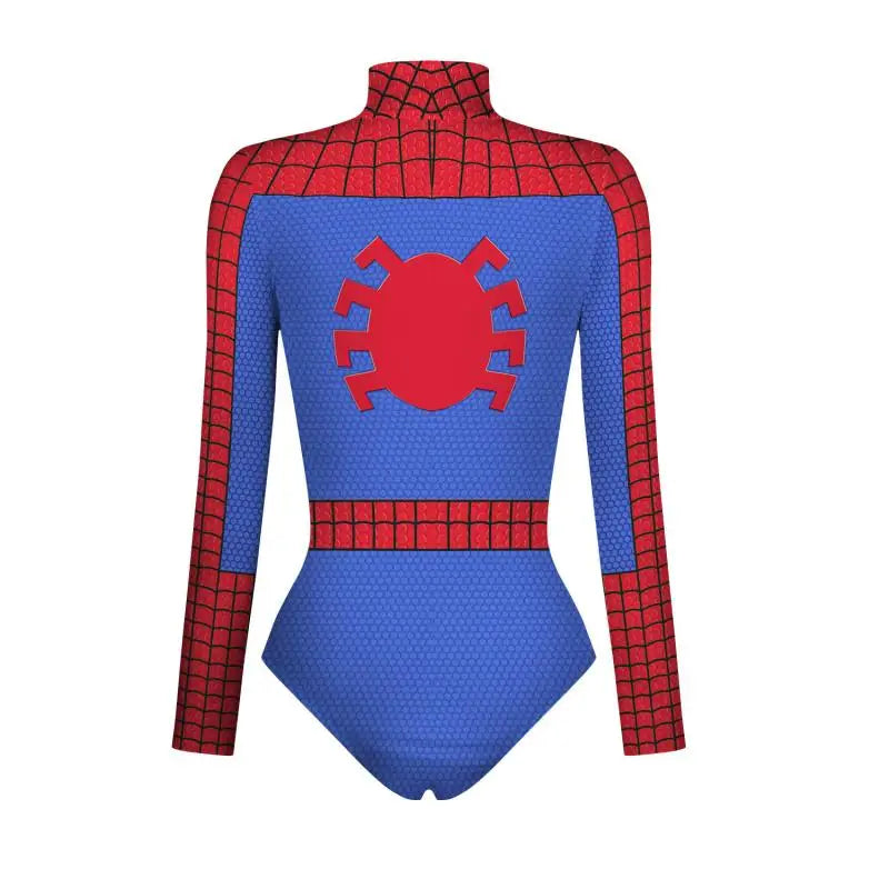 Spiderman Captain America Superhero Printed Long Sleeve Swimwear One-piece Surfing Swimsuit