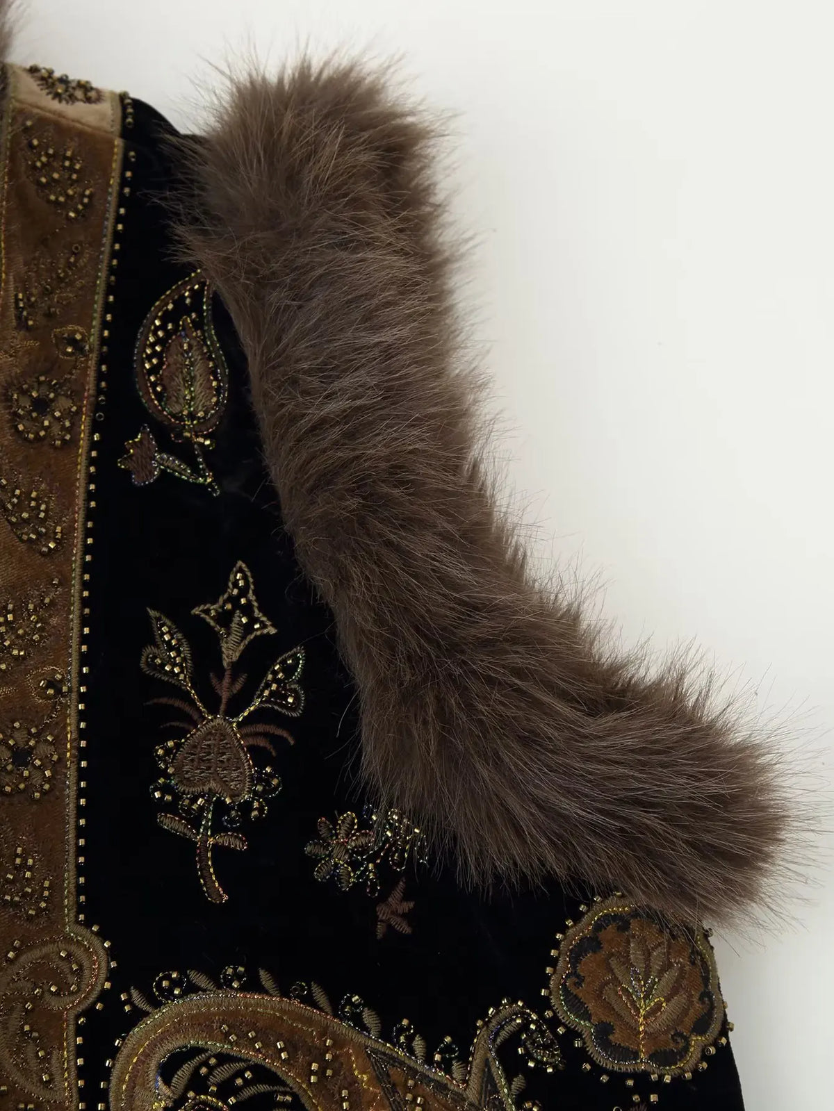 Dharma's Bead Stitched Vest Faux Fur Lined Vest