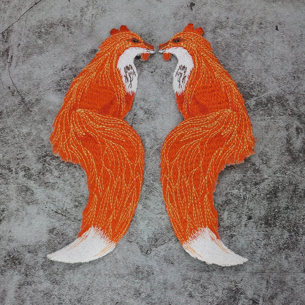 Embroidered Animal Patches Fox Black Cat Fish DIY Sew Craft