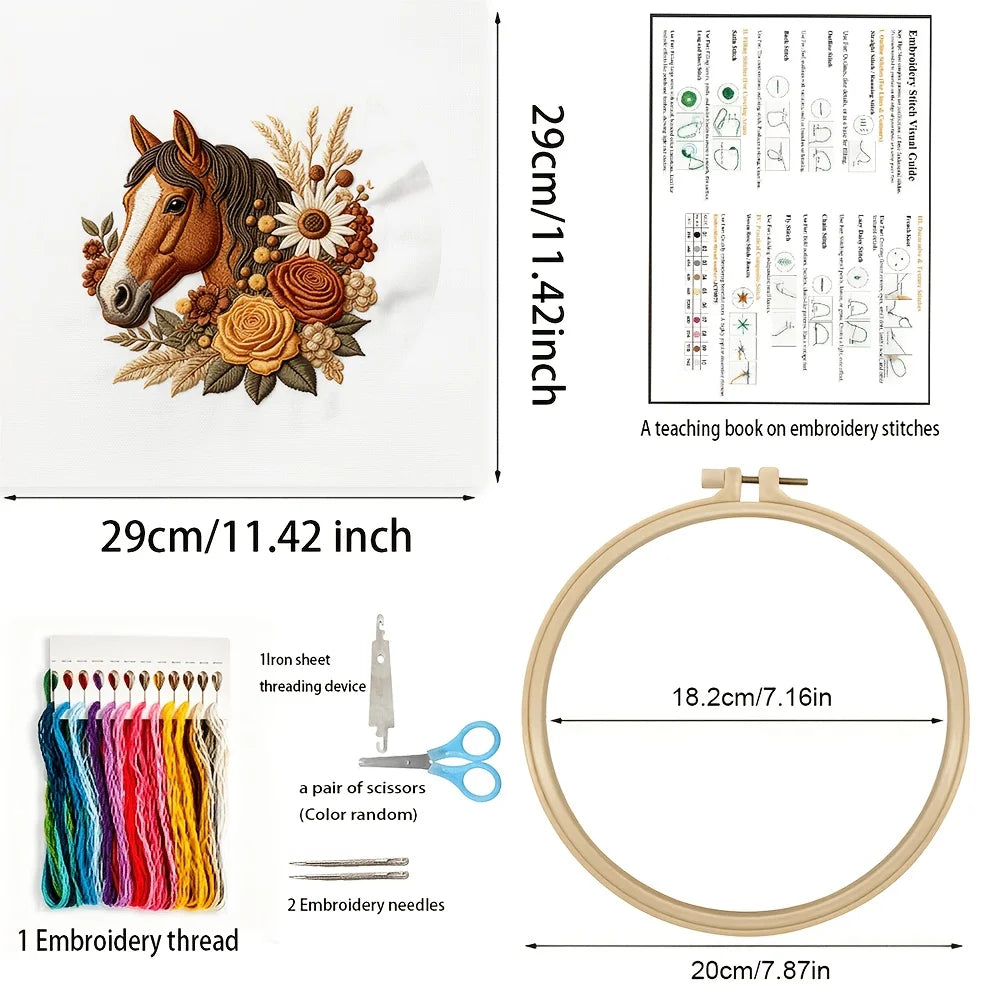 Horse DIY Embroidery Kit for Beginners