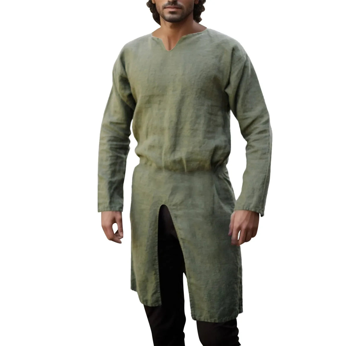 Medieval Renaissance Linen Tunic Long Shirt Knight Vikings Pirate Cosplay Costumes