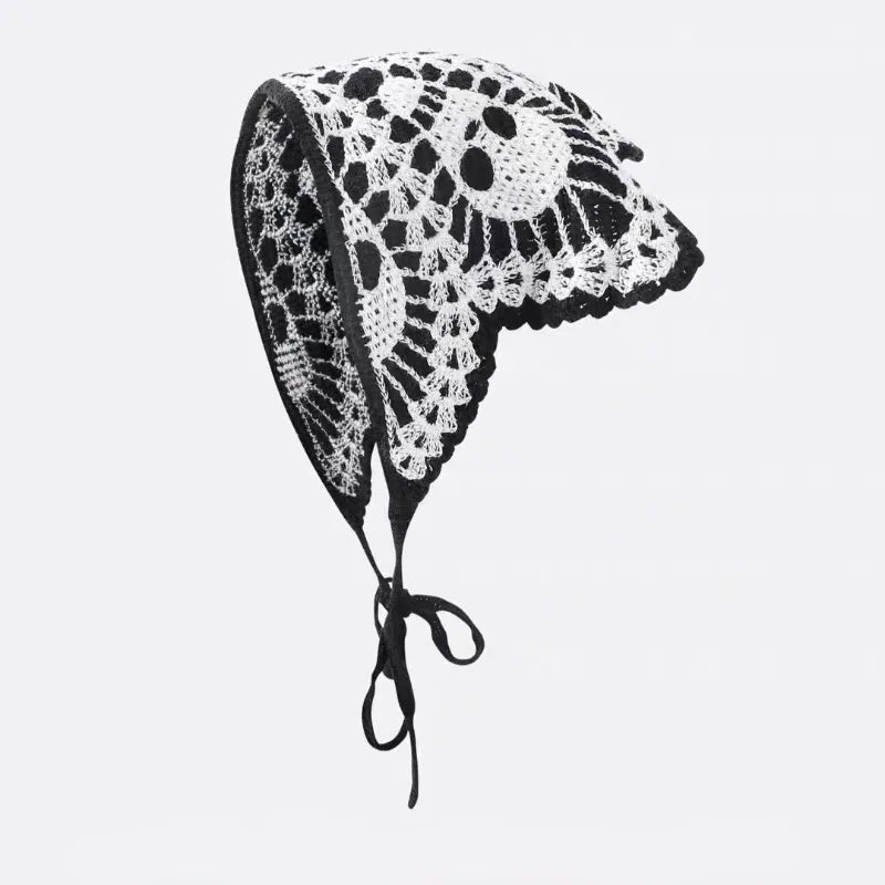 Skulls Bats Spiderwebs Halloween Crochet Headscarves Knitted Cotton Triangle Scarf