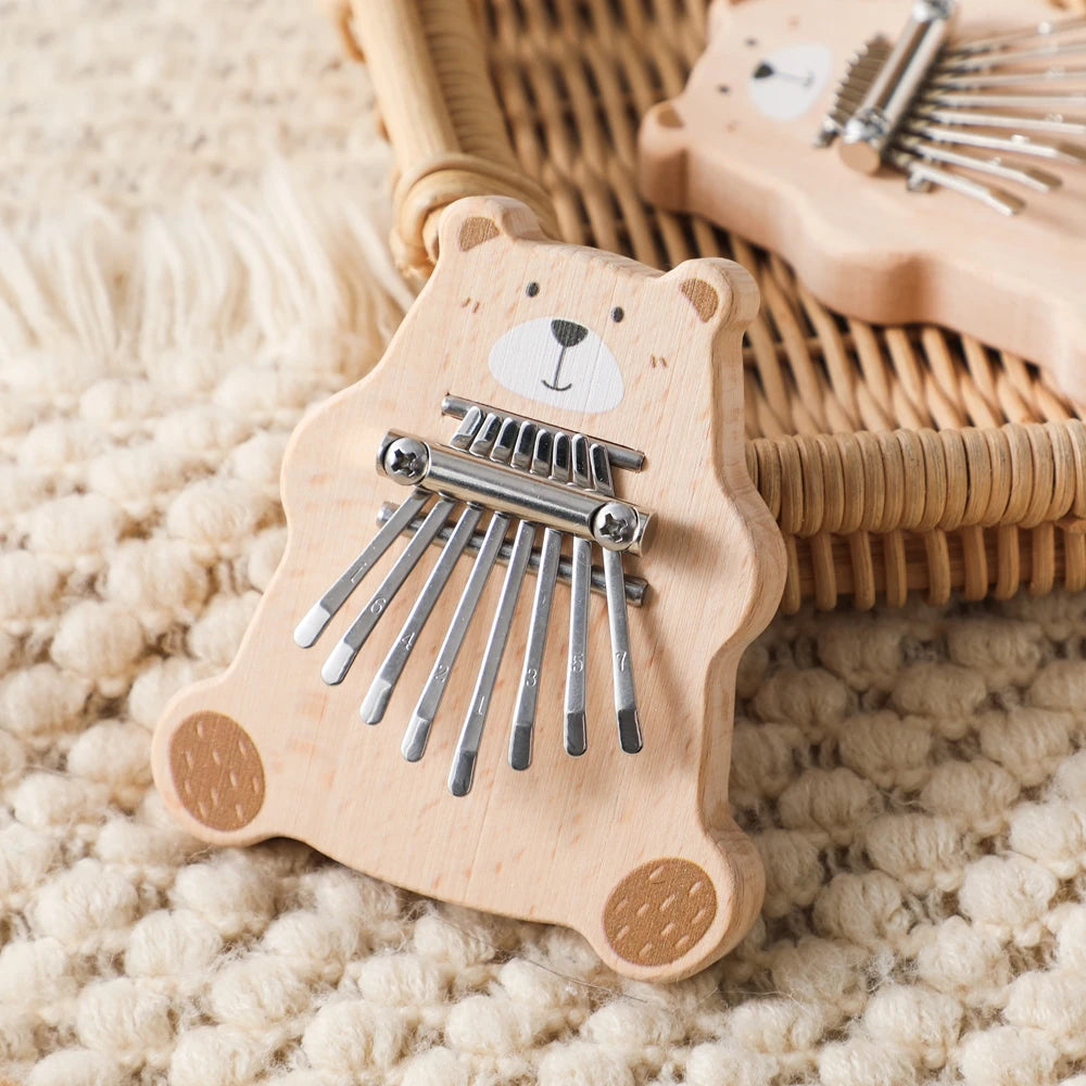 Bear Kalimba 8 Key Mini Thumb Piano Montessori Musical Instrument Toys for Children