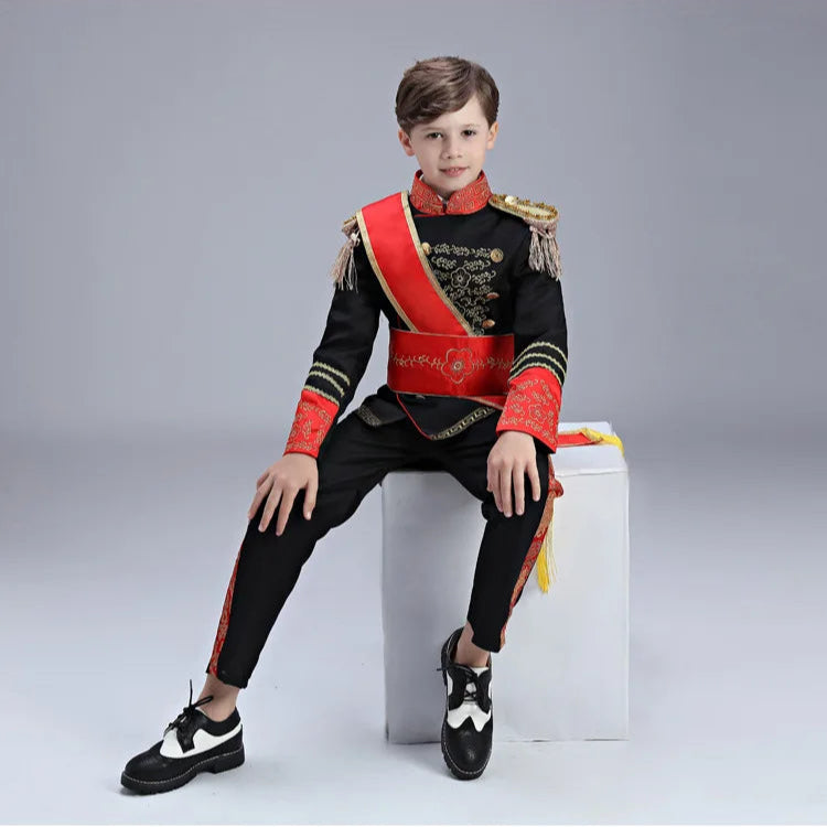 Royalty Prince Ceremonial English Military Jacket Costume Child Boys King Cosplay Fancy Dress