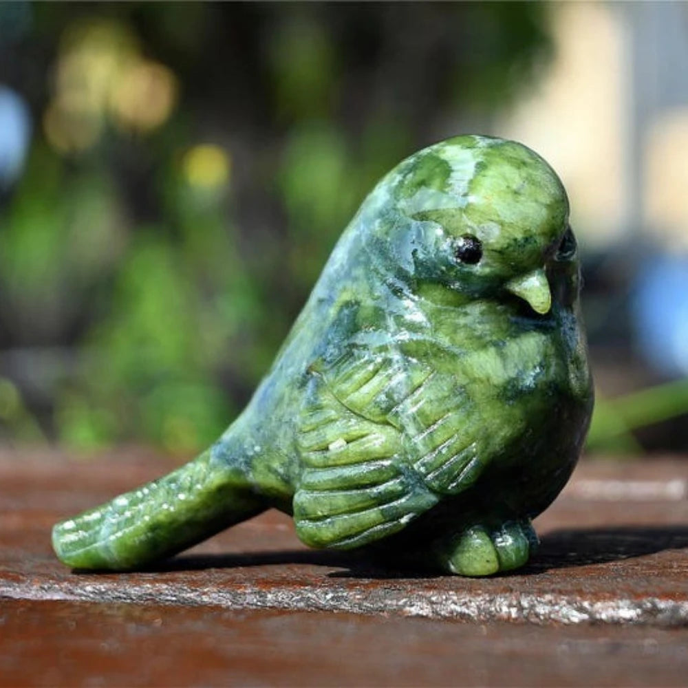 Natural Xiuyan Jade Stone Bird Figurine Hand Carved Crystal Animal Sculpture Home Desktop Decor Gift Idea