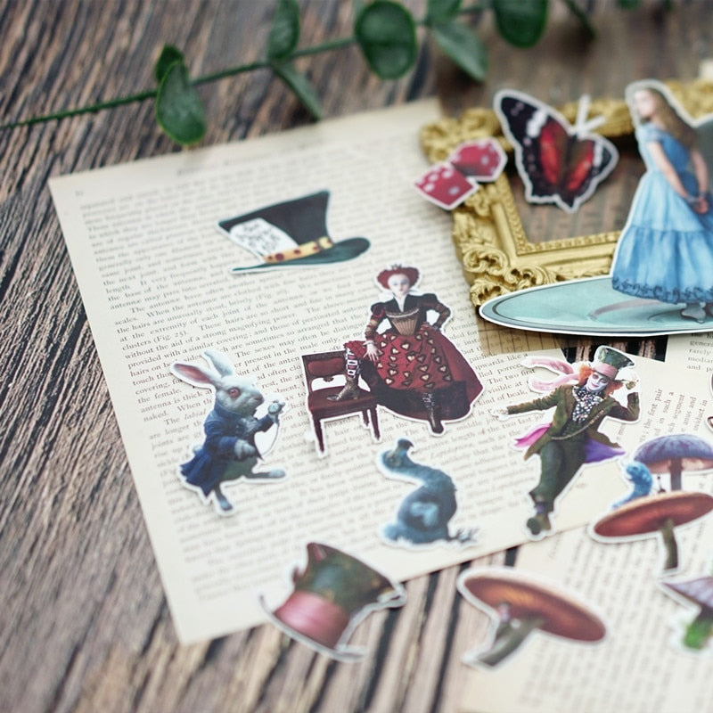 Vintage Alice In Wonderland Theme Scrapbooking Stickers