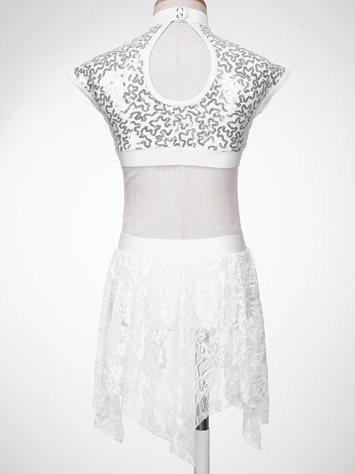 Sequins Ballet Dance Set Girls Crop Top Skirted Shorts Stage Dance Costumes