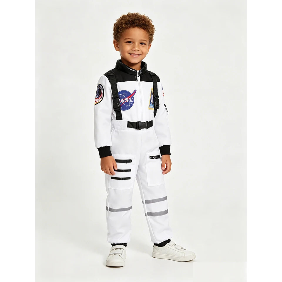 Kids Astronaut Costume Space Suit Halloween Cosplay Space Explorer Performance Book Week Costumes Children's Jumpsuit Spaceman Boys Girls