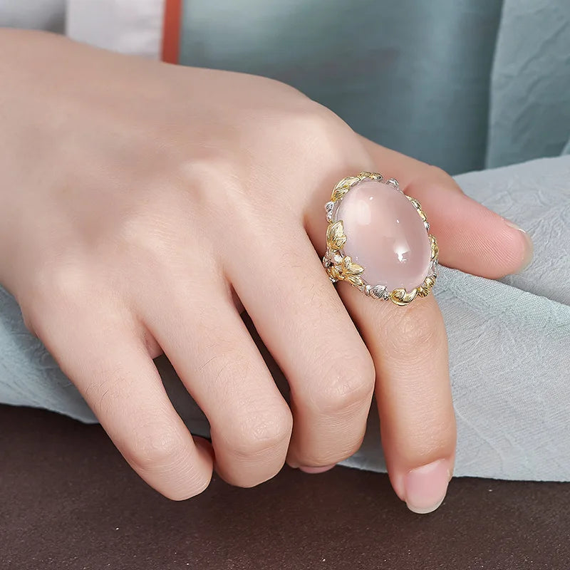 The Forest's Gifts S925 Sterling Silver Ring Pink Crystal