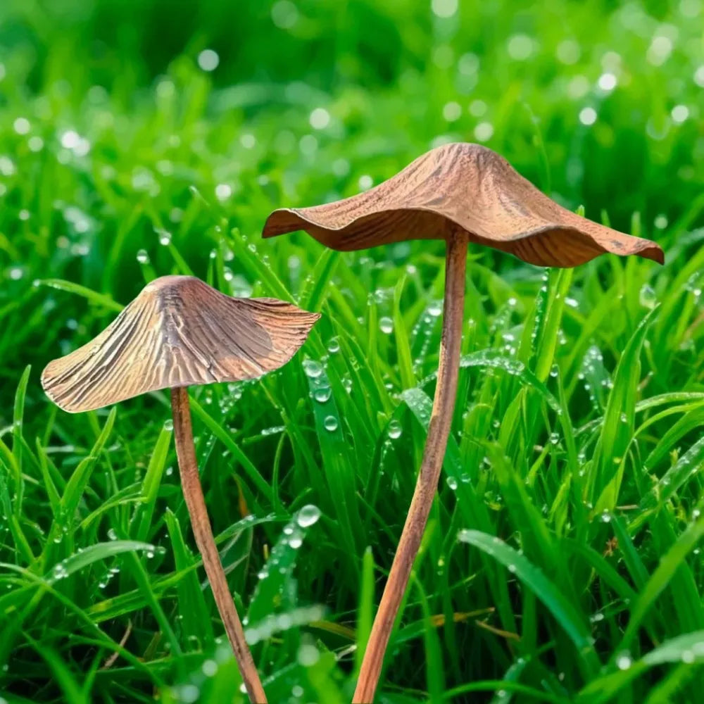 Garden Metal Rusty Mushroom Stakes
