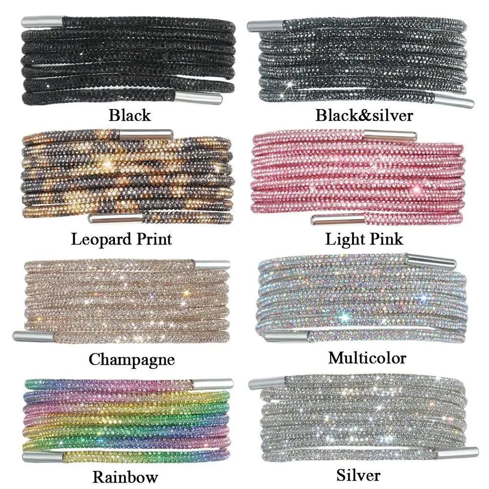 One Rhinestone Shoelace Casual Sneakers Round Shoe Laces Rainbow Diamond Cross Braiding 100/120/140/160CM