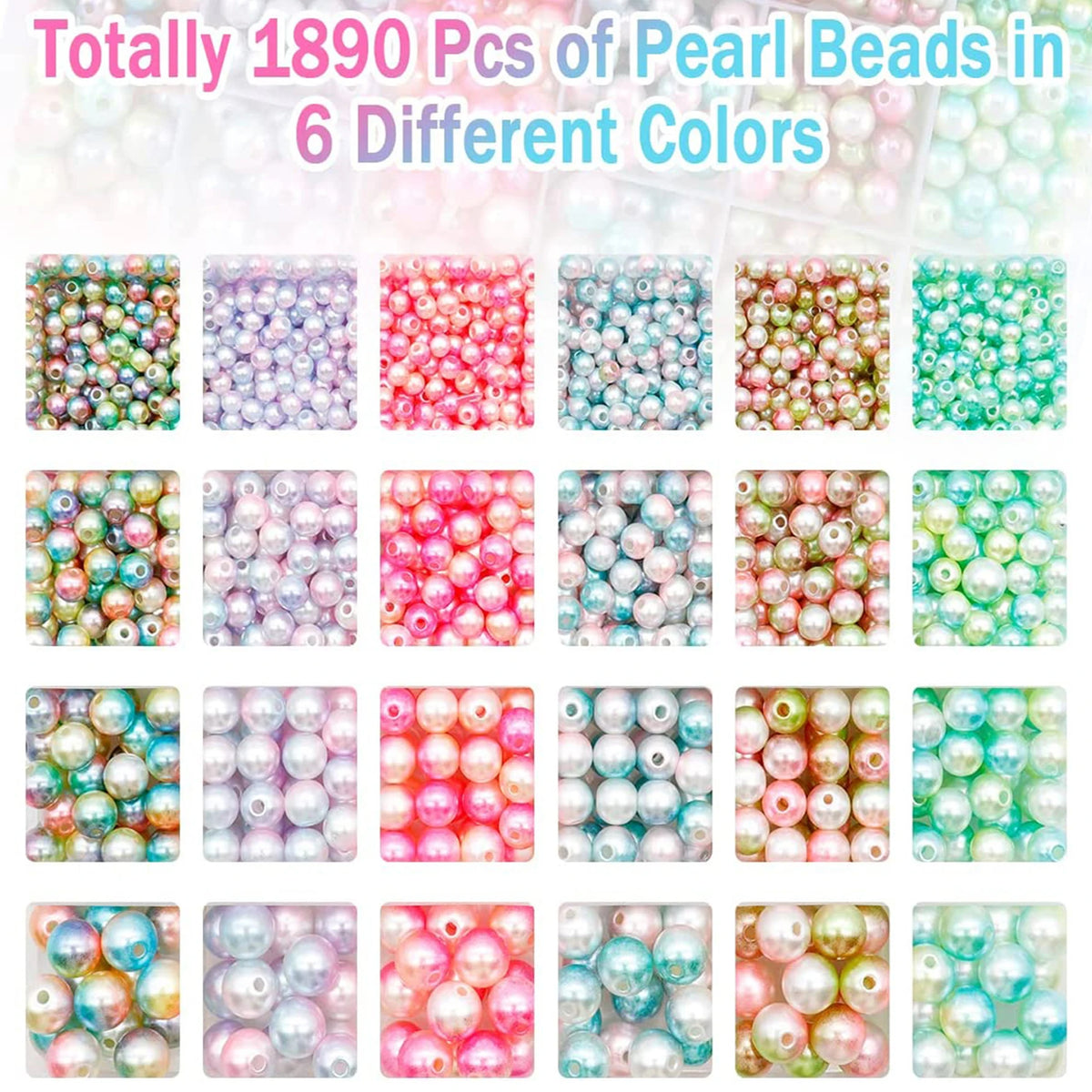 1890pcs Acrylic Mermaid Beads Kit for Jewellery Making DIY Bracelets
