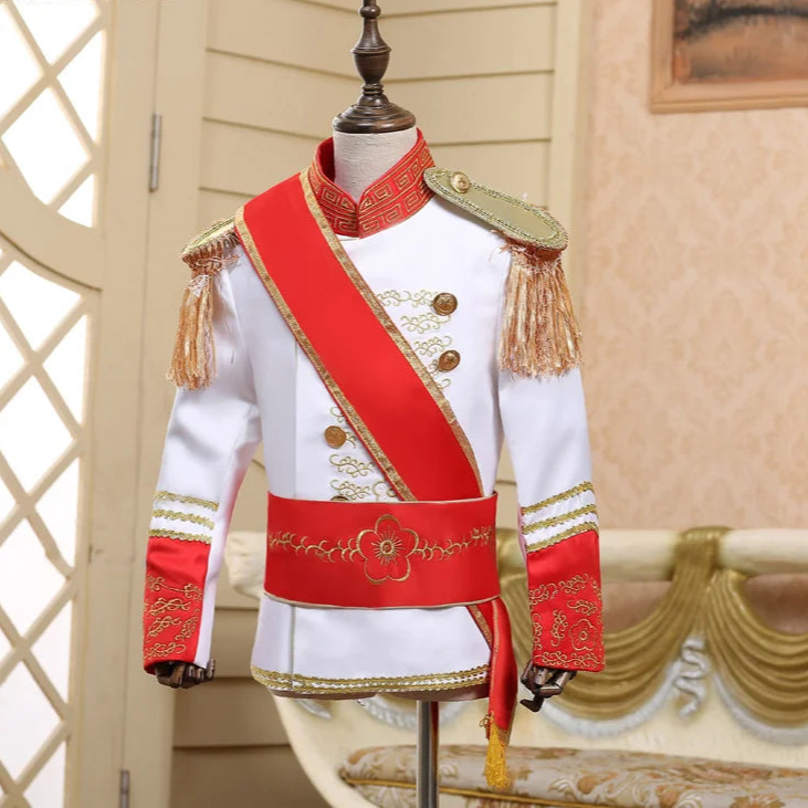 Royalty Prince Ceremonial English Military Jacket Costume Child Boys King Cosplay Fancy Dress