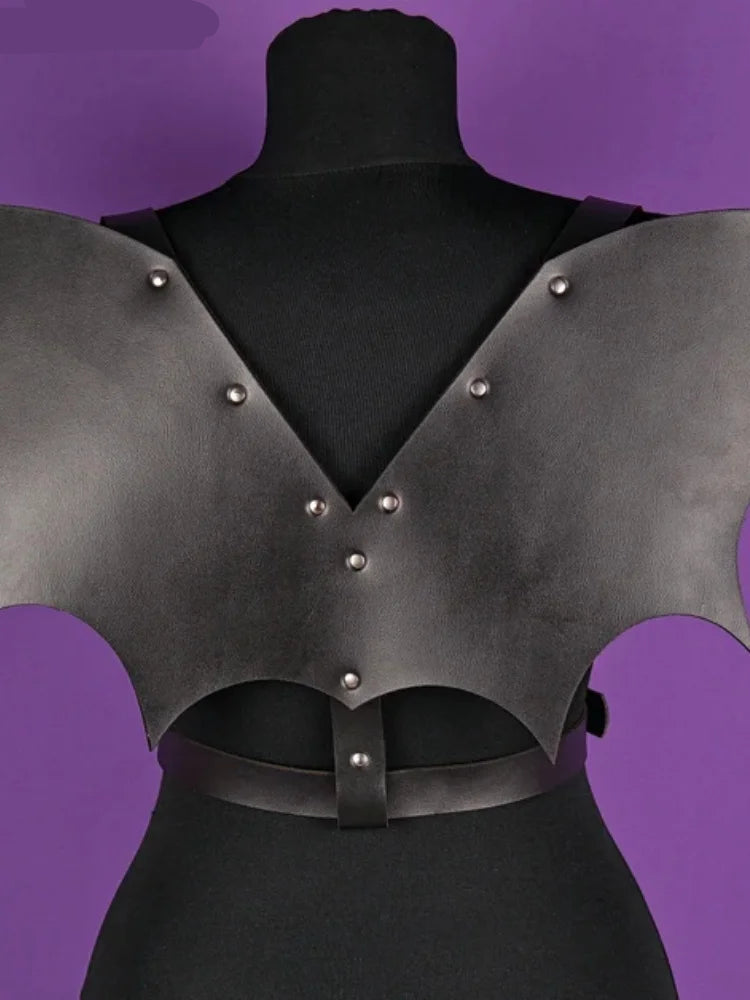 Black Angel Rivet Wings Leather Harness Festival Wear