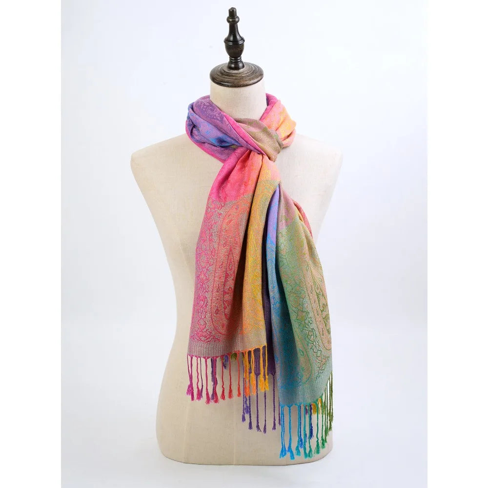 Rainbow Pashmina Scarfs Large Soft Warm Shawl Wrap
