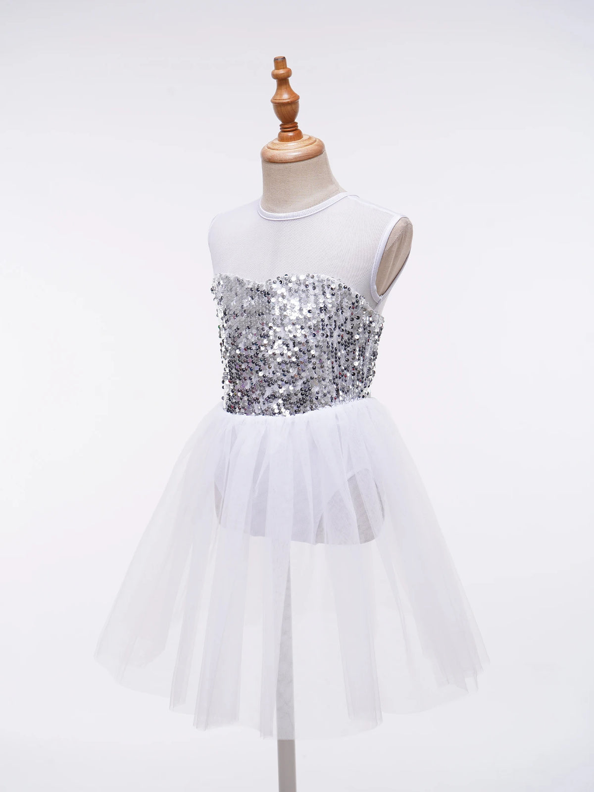 Girls Ballet Gymnastics Figure Ice Skating Sequin Leotard Tutu Dress Performance Dancewear