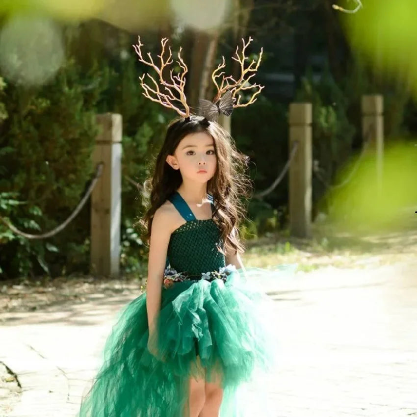 Forest Goddess Headwear Antler Deer Flower Crown Headbands Long Branches Photo Shoot Props