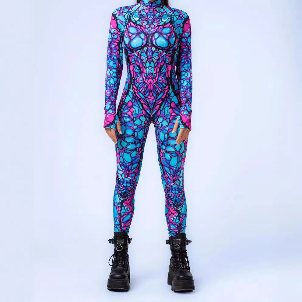 Multicolour Goddess Jumpsuit Cosplay Rave Festival Party Outfit