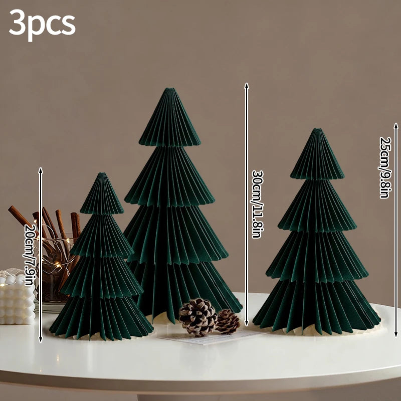 Christmas Paper Honeycomb Decorations Ball Folding Christmas Tree Table 3D Ornaments