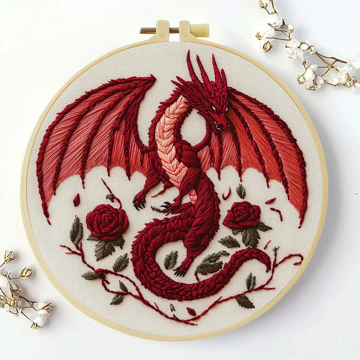 Red Dragon DIY Embroidery Kit for Beginners