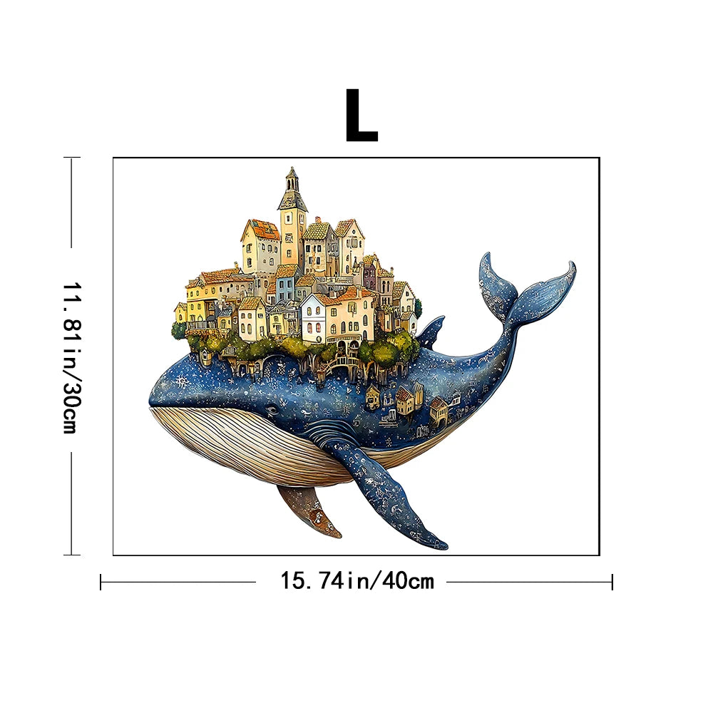 Whale Castle Unique Shape Wooden Jigsaw Puzzles