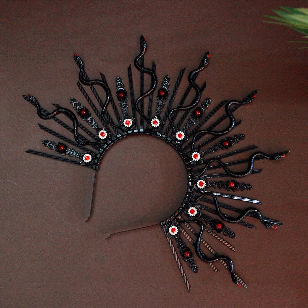 Medusa Crystal Snake Halo Crown Cosplay Hairband Goddess Hair Jewellery