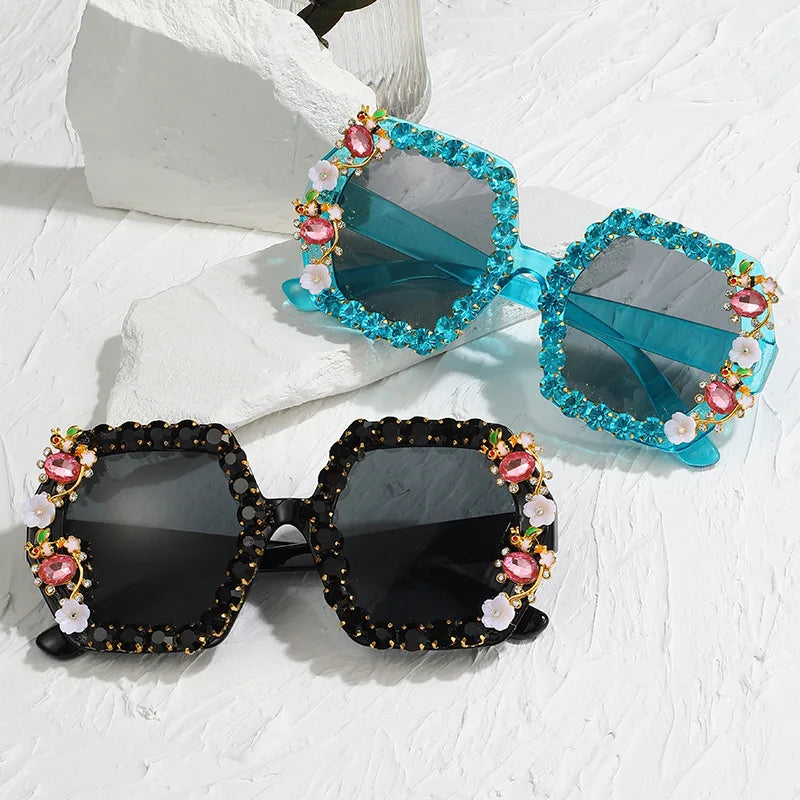 Gilly's Rhinestone Sparkling Square Frame Sunglasses Funglasses